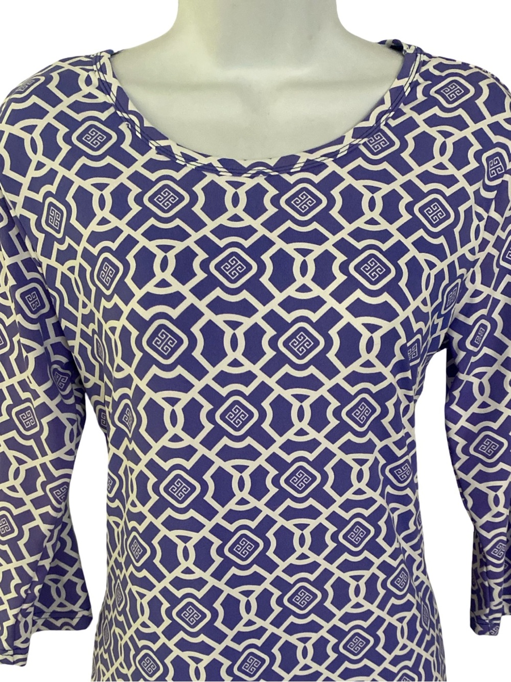 Lulu-B Purple and White Geometric Shift Dress-M - Picture 2 of 5